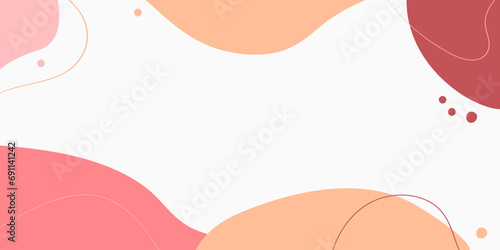 Abstract horizontal banner in peach fuzz color. Trendy color of the year. Design for cards, posters, sale, advertising. Vector illustration.