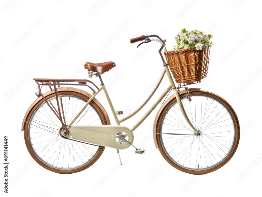 A classic, vintage bicycle with a basket, evoking nostalgia and leisurely days