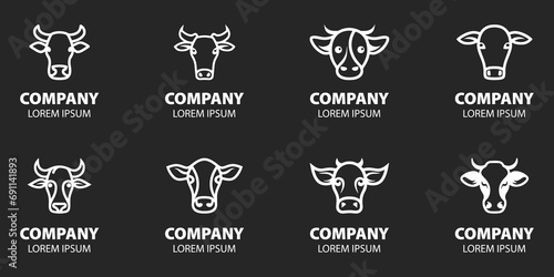 Moderne minimalistische Kuh-Logo-Vektorgrafik-Bundle im stilisierten Design