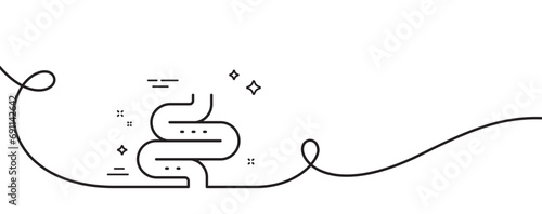 Intestine line icon. Continuous one line with curl. Healthy bowel, digestion sign. Intestines colonoscopy symbol. Intestine single outline ribbon. Loop curve pattern. Vector