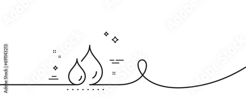Waterproof line icon. Continuous one line with curl. Water resistant sign. Drop protection symbol. Waterproof single outline ribbon. Loop curve pattern. Vector