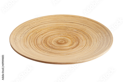 wooden plate isolated on white background close