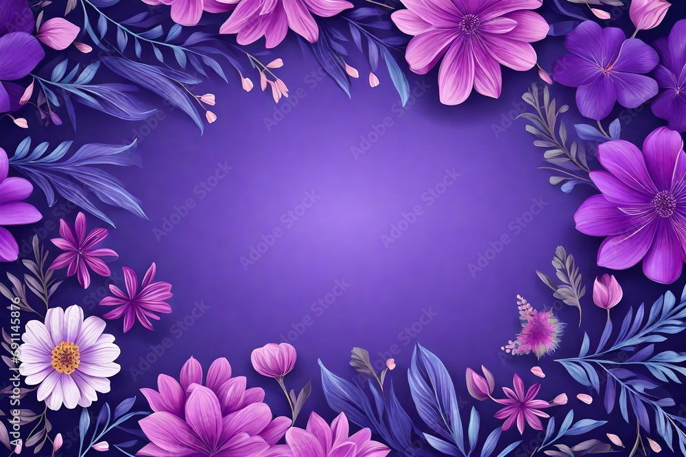Fototapeta premium Vector illustration violet floral frames blooms