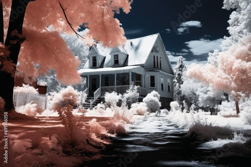An infrared view of a residential house.