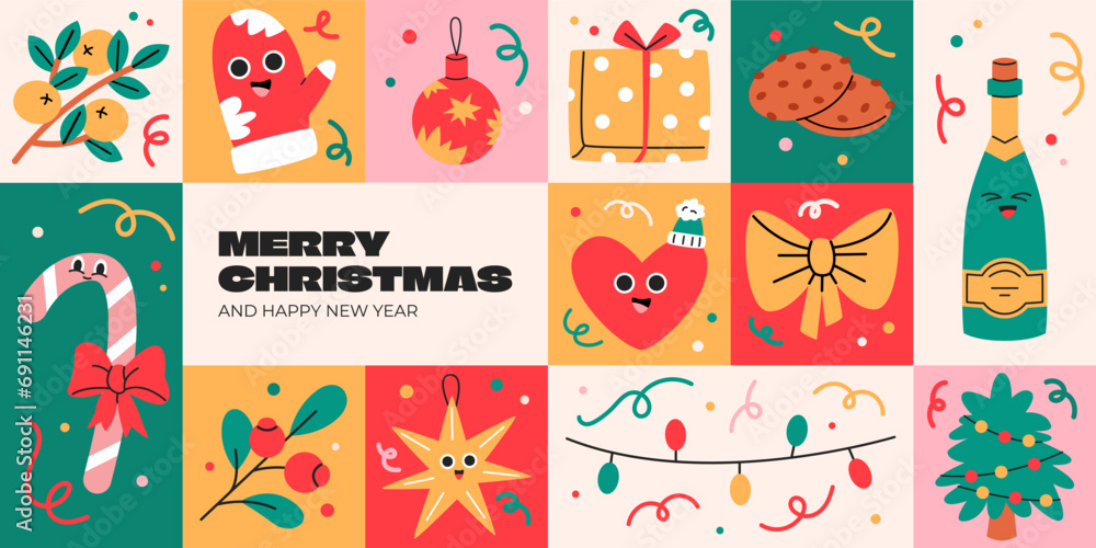 Merry Christmas background in geometric style