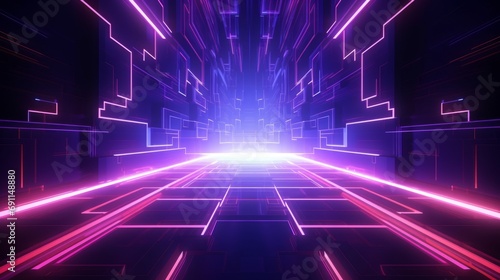  glowing neon futuristic abstract cyberspace background - 3d render