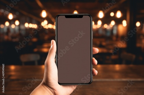 person holding blank to the camera in front of table