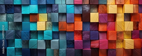 wypukłe kwadraty kolorowe kostki na ściane wygłuszeniowe akustyczne,  photo