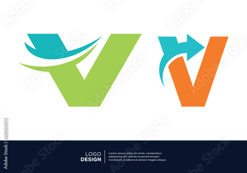 Set of letter V Financial Chart Logo Design.