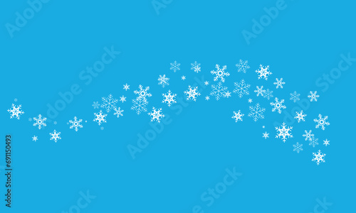 Wave of snowflakes. White snowflakes form a wave. The background of the picture is blue. Vector illustration EPS10.

