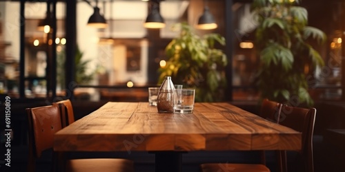 restaurant photo frame frameless table empty furniture interior wooden dining...