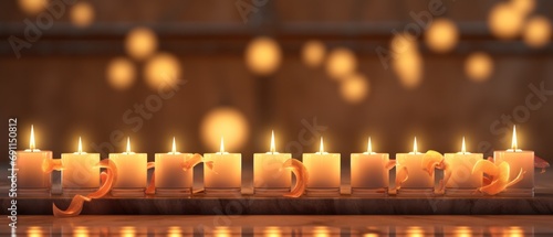 row of burning candles