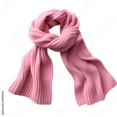 Pink wool scarf isolated on transparent background