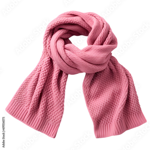 Pink wool scarf isolated on transparent background