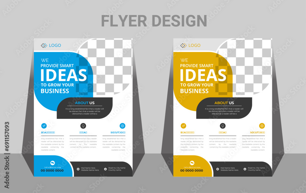 Obraz premium Free vector business flyer template, Minimalistic corporate business flyer design.