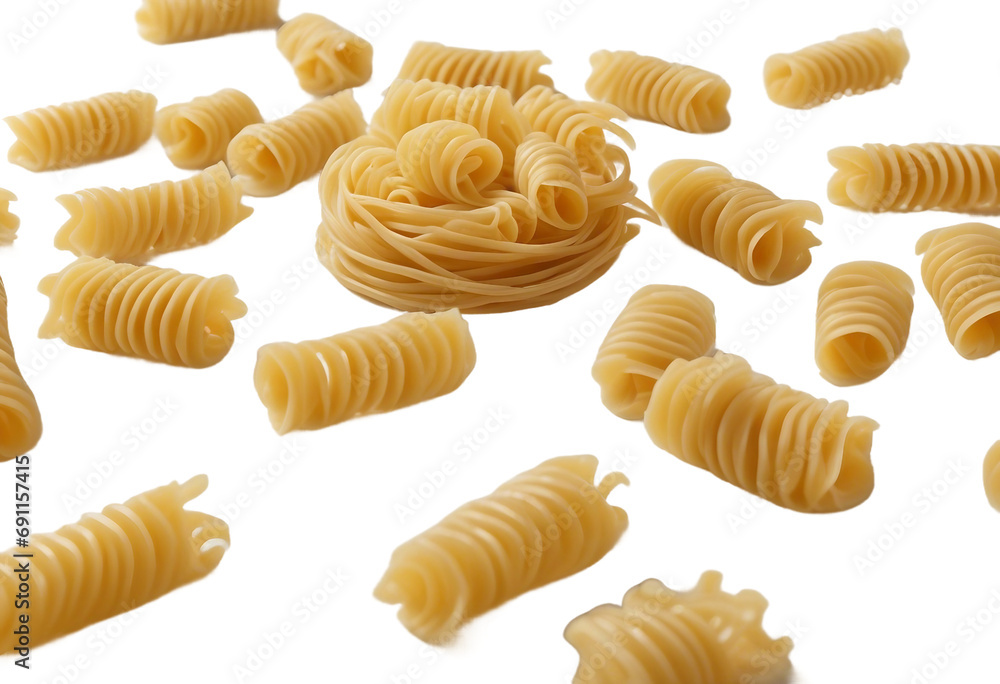 Pasta pieces isolated on transparent or white background Pasta pieces isolated on transparent or white background