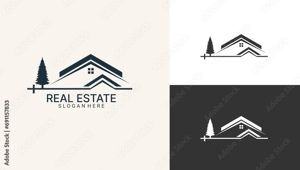 luxury real estate and property management logo design template for your company or business. Vector format for easy customization. Boost your brand with a professional logo.