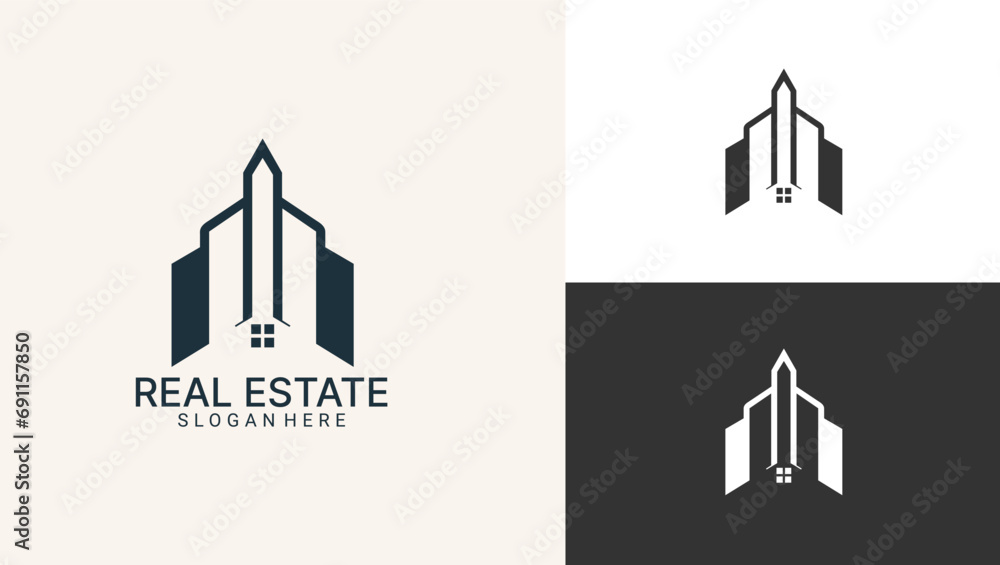 luxury real estate and property management logo design template for your company or business. Vector format for easy customization. Boost your brand with a professional logo.