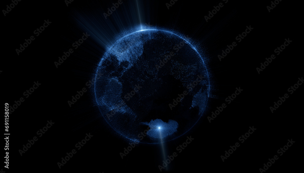 Earth made of dots on a black background Earth made of dots on a black background