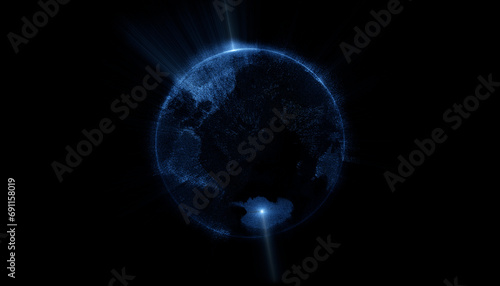 Earth made of dots on a black background