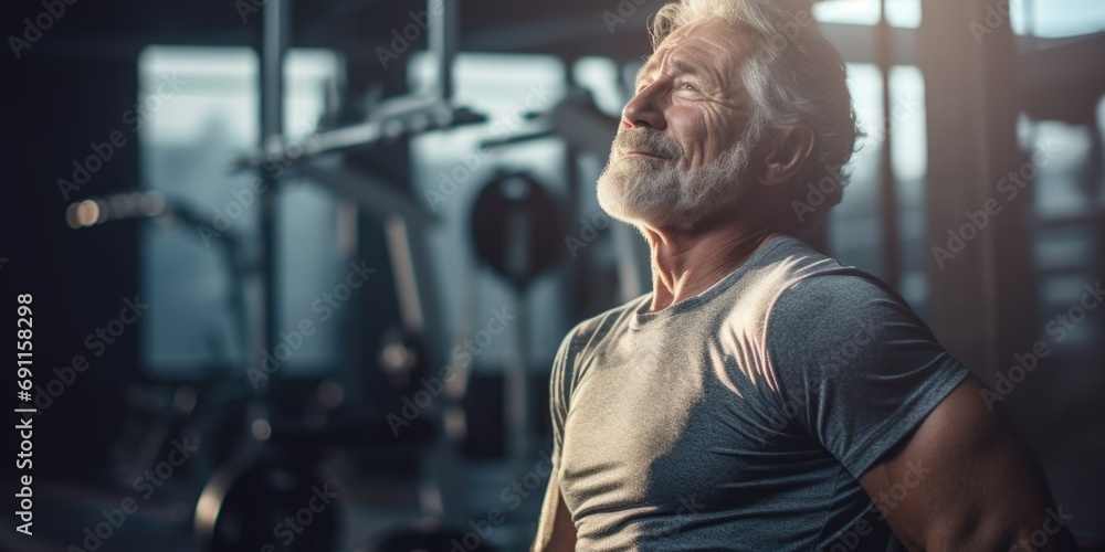 A man with a beard is pictured in a gym. This image can be used to depict fitness, exercise, or a healthy lifestyle A man with a beard is pictured in a gym. This image can be used to depict fitness, exercise, or a healthy lifestyle