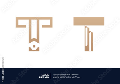Set of letter T building logo design inspiration.