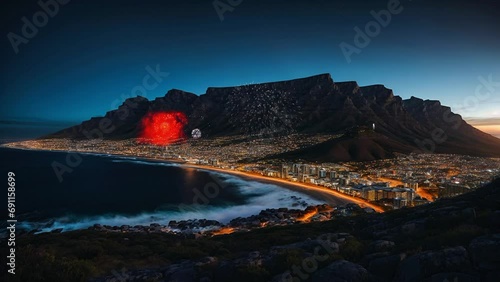 Fireworks in Cape town, background video 4K photo