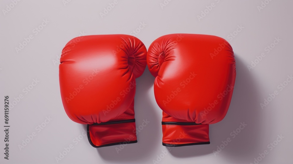  a pair of red boxing gloves sitting on top of a white wall next to a pair of red boxing gloves on top of a white wall next to a pair of red boxing gloves.