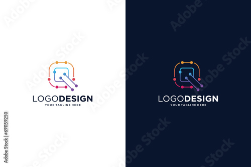 Letter Q logo design for digital technology symbol.