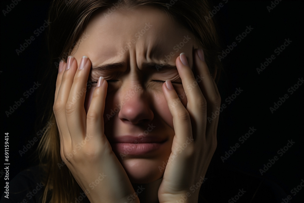 woman with suffering on her face from toothache hands clutched head woman with suffering on her face from toothache hands clutched head