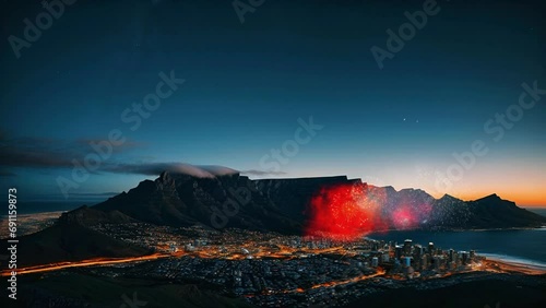 Cape town happy new year festival with fireworks photo