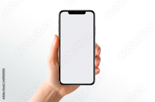 woman holding handphone with a white screen