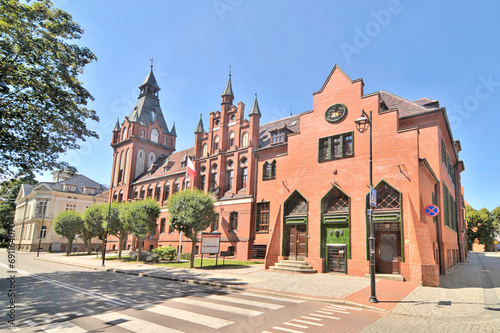 Neo-gothic town hall in Lębork, Poland photo