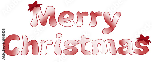 Merry Christmas written in white bold style, whit  Red bow on the M and S. Christmas decoration vector graphics Christmas holidays	