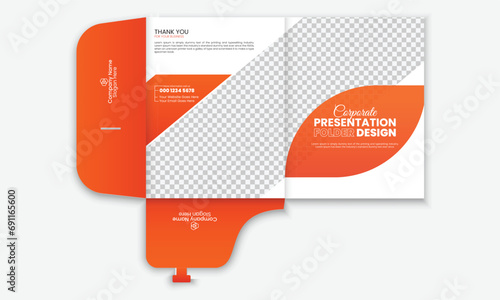 Fototapeta Naklejka Na Ścianę i Meble -  Vector corporate company presentation folder layout concept design with modern shapes.