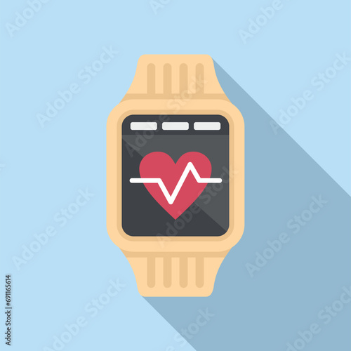 Heart rate smartwatch icon flat vector. Run healthcare. Smart wifi data