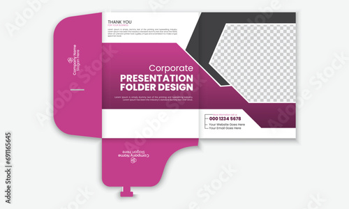 Vector business folder design for files, business presentation folder design template.
