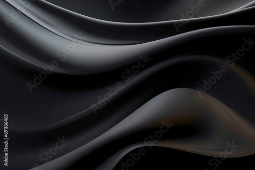 Abstract futuristic dark black background with waved design. Realistic 3d wallpaper with luxury flowing lines., texture background.