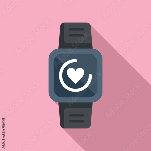 Data sport smartwatch icon flat vector. Healthcare equipment. Workout smart
