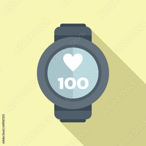 Round smart watch icon flat vector. Device digital system. Wireless rubber