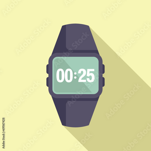 Data clock smartwatch icon flat vector. Network band app. Smart device
