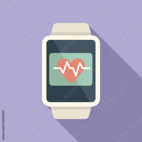 Heart data track icon flat vector. System sport data. Fitbit device