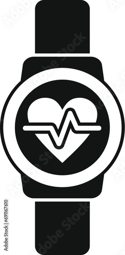Heart rate tracker icon simple vector. Watch app. Security band digital