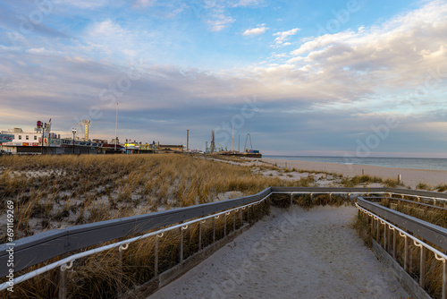 Walkway Onto to The public Seaside Heights Beach In NJ Late Afternoon