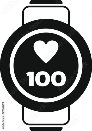 Round smart watch icon simple vector. Device digital system. Wireless rubber