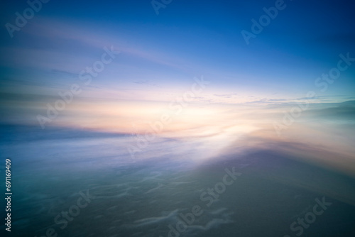 Abstract photo of sunset with moving lines on the beach along the Dutch coast