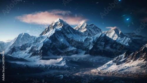 Himalaya mountain in the night winter season photo