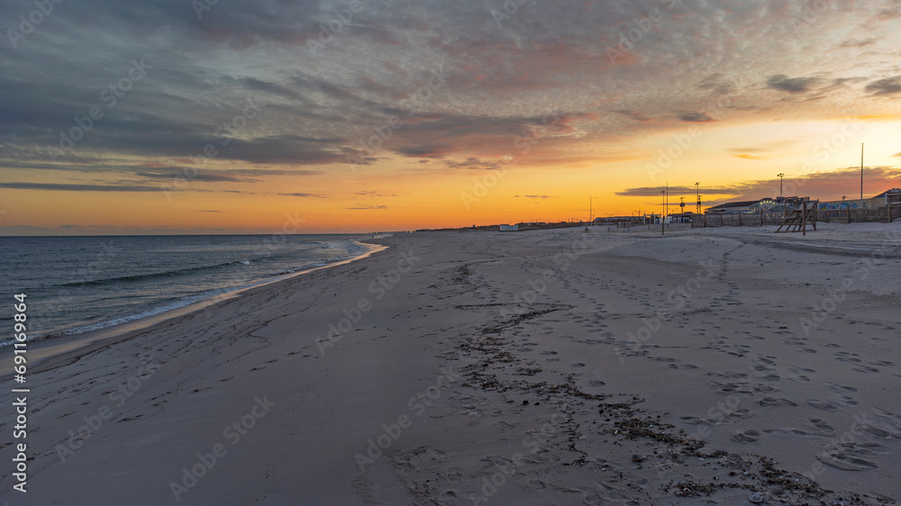 Colorful Sunset Skies On The Seaside Heights Beach In New Jersey Late Fall 2023 