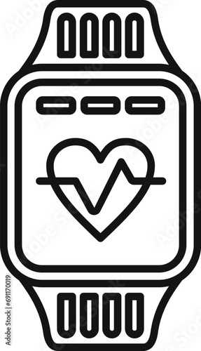 Heart rate smartwatch icon outline vector. Run healthcare. Smart wifi data