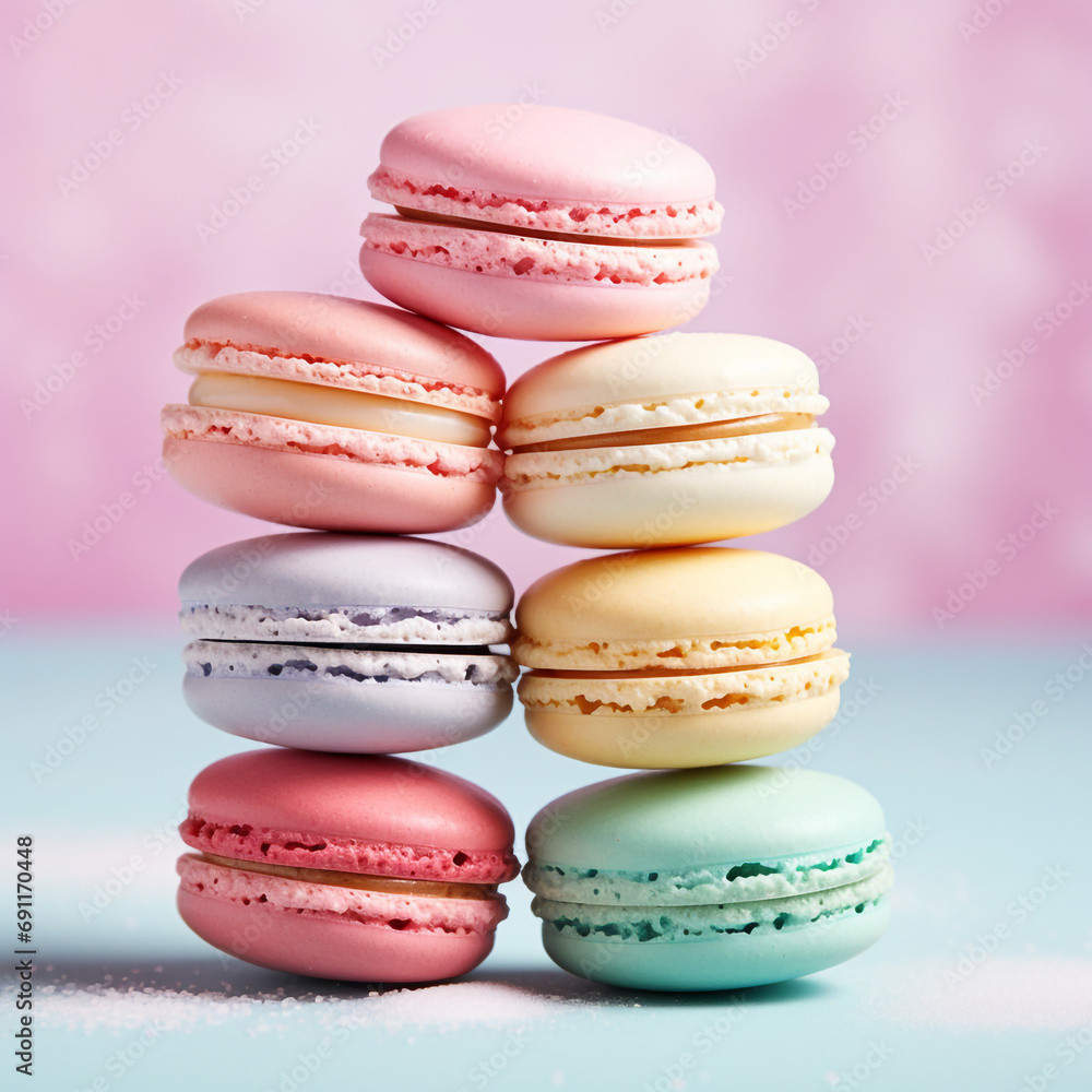 Fototapeta premium A photo of an minimalist Macaroons Background created with Generative Ai